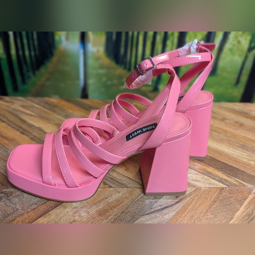 Nine West Sandals Prom Shoes NWOT Sz 6 Pink Platform NEVER WORN